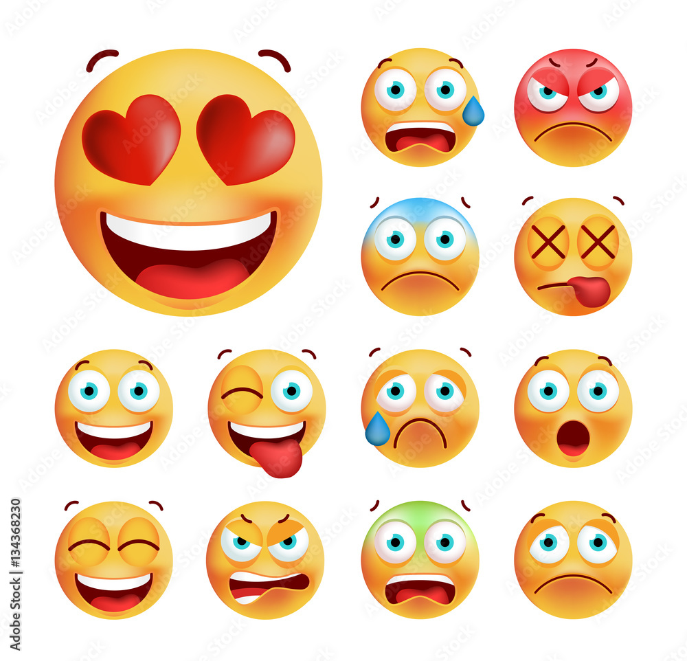 Set of Cute Emoticons on White Background. Isolated Vector Illustration Set of Cute Emoticons on White Background. Isolated Vector Illustration