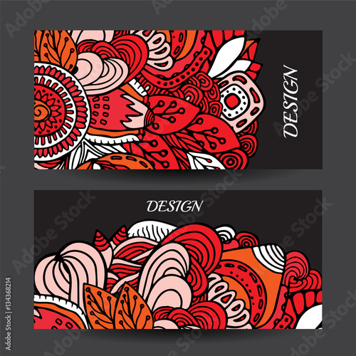 Stock vector cartoon hand draw colorful corporate identity horiz
