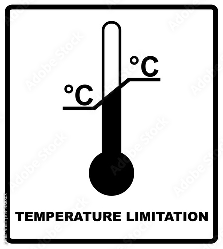 Temperature limits. Cargo signs. Temperature Sensitive. Black silhouette isolated on white. Vector illustration. Package symbol.