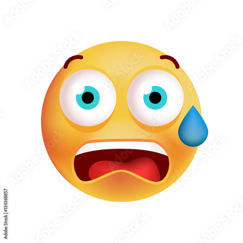 Cute Scared Emoticon on White Background. Isolated Vector Illustration 