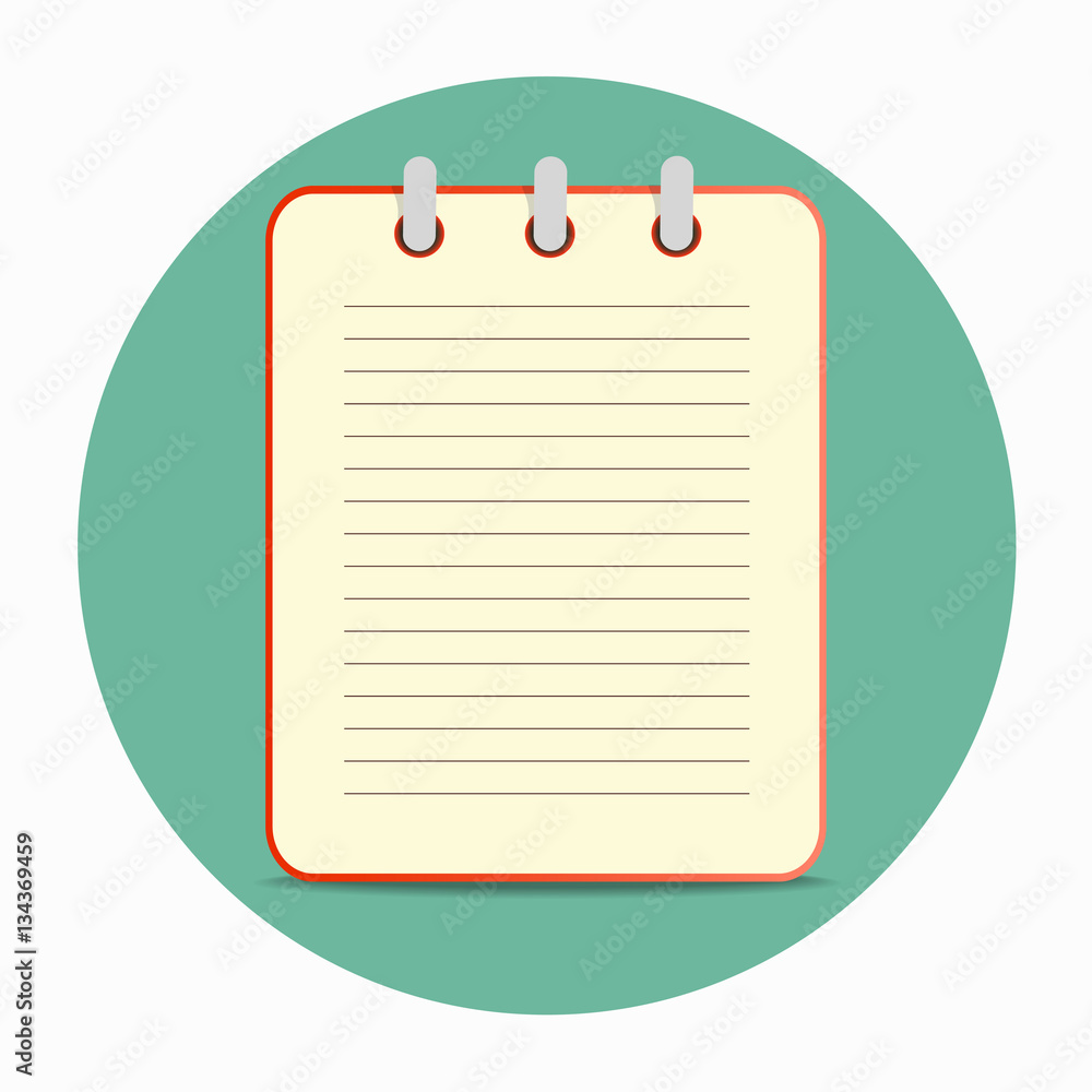 Flat template red notepad Flat template red notepad