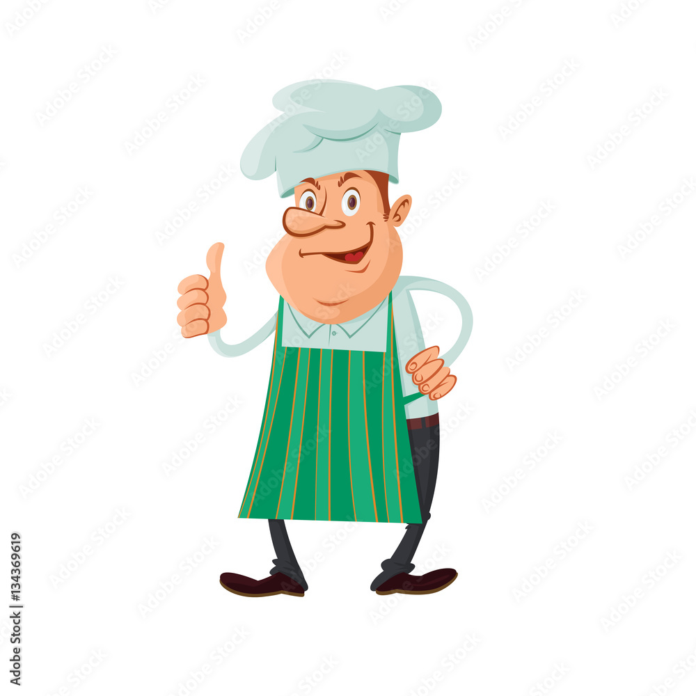 Vector character of master chef or baker giving thumb up Vector character of master chef or baker giving thumb up