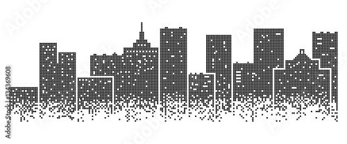 Big modern city with skyscrapers scene on night time vector illustration