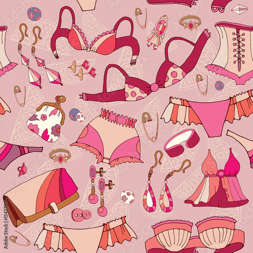 Woman fashion accessories, cosmetics, jewelry