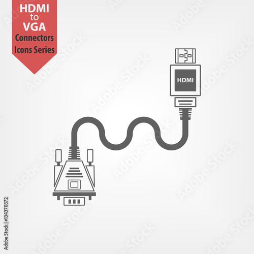 HDMI to WGA adapter line icon. Video connectors in flat style Stock Vector  | Adobe Stock