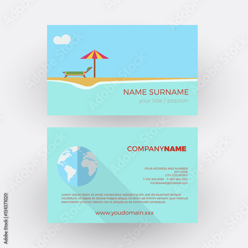 resort on reef ,travel agency. vector professional business card