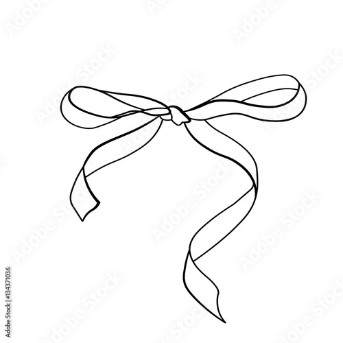 A bow ribbon gift in a vintage woodcut engraved etching style