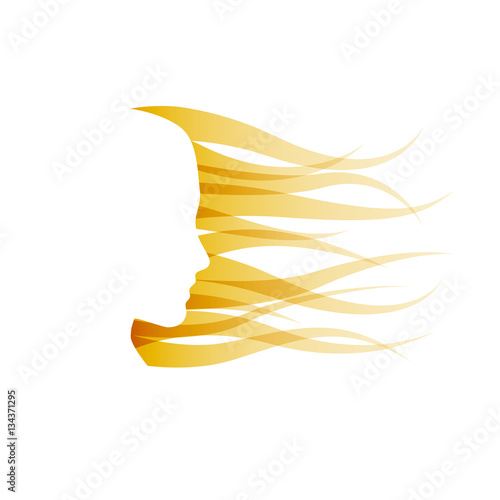 Vector sign head,  blonde hair in the wind
