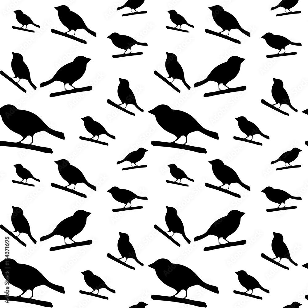 Obraz premium Pattern with black silhouettes of birds.