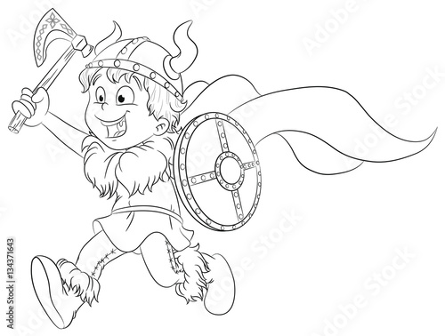 Vektor Illustration eines mutigen Wikingerjungens