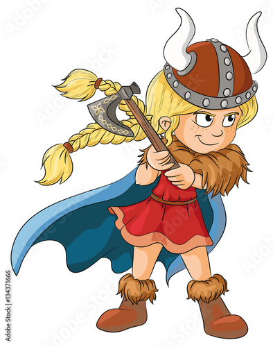 Vektor Illustration eines mutigen Wikingermädchens