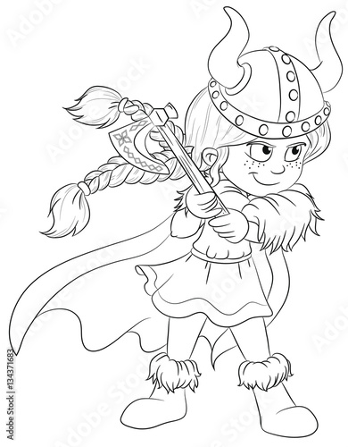 Vektor Illustration eines mutigen Wikingermädchens
