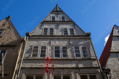 Roof of icon old house of Schoor quarter in Bremen, Germany. Classic hanseatic style. photo