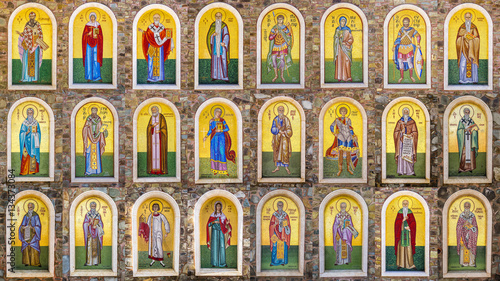 Photo collection of biblical figures, made with mosaic tiles