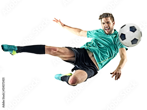 one caucasian soccer player man isolated on white background © snaptitude