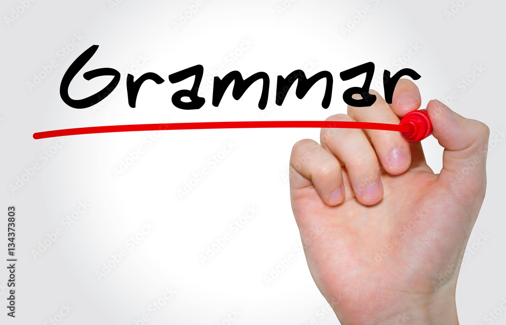 Hand writing inscription Grammar with marker, concept Hand writing inscription Grammar with marker, concept