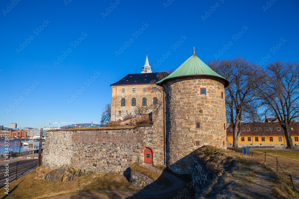 Panoramic view of Akershus Fortress in Oslo. Norway