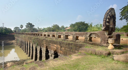 Khmer ancient Bridge Spean Praptos  also known as Kampong Kdei Bridge  on the road from Angkor to Phnom Chisor
