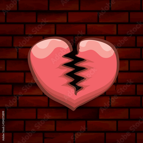 vector cartoon tattoo style red broken heart