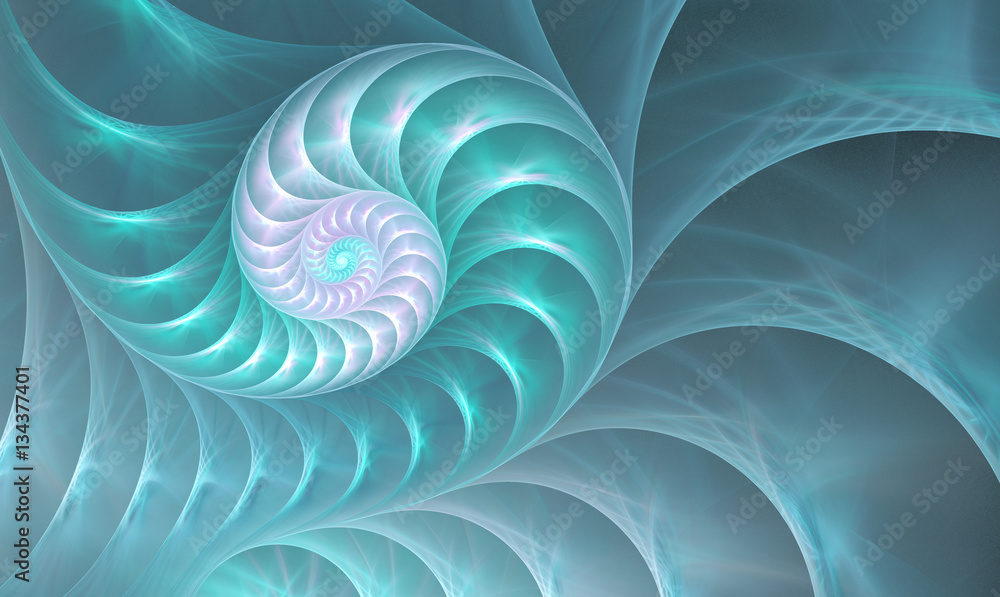 Naklejka premium illustration of a fractal shell on the sea