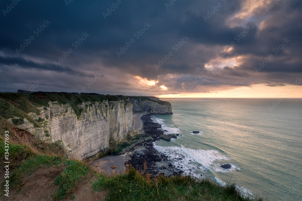 stormy ocean coast with cliffs