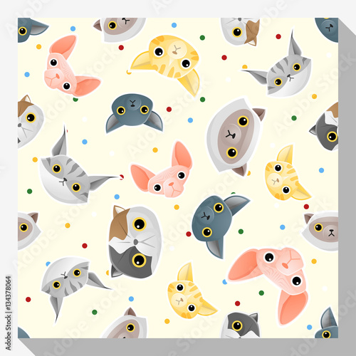 Animal seamless pattern collection with cat   vector   illustration