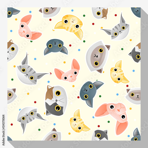 Animal seamless pattern collection with cat , vector , illustration