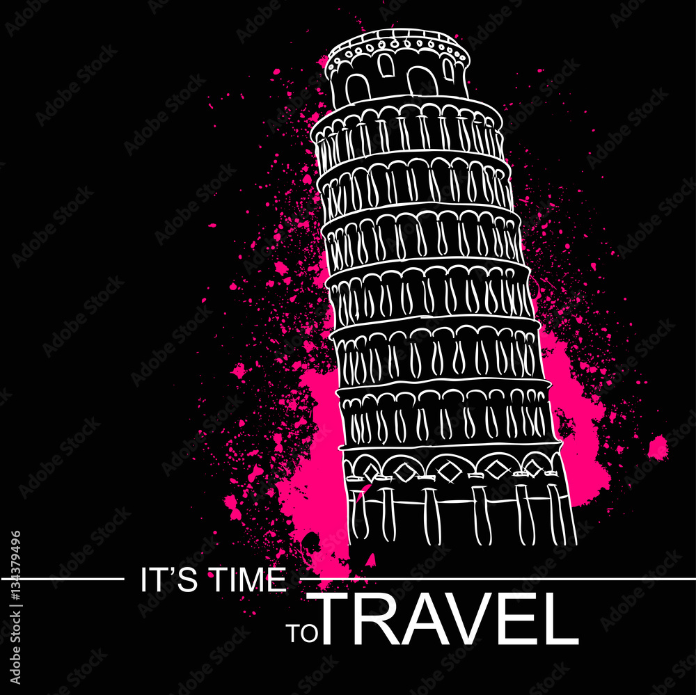 Vector illustration of Leaning tower of Pisa