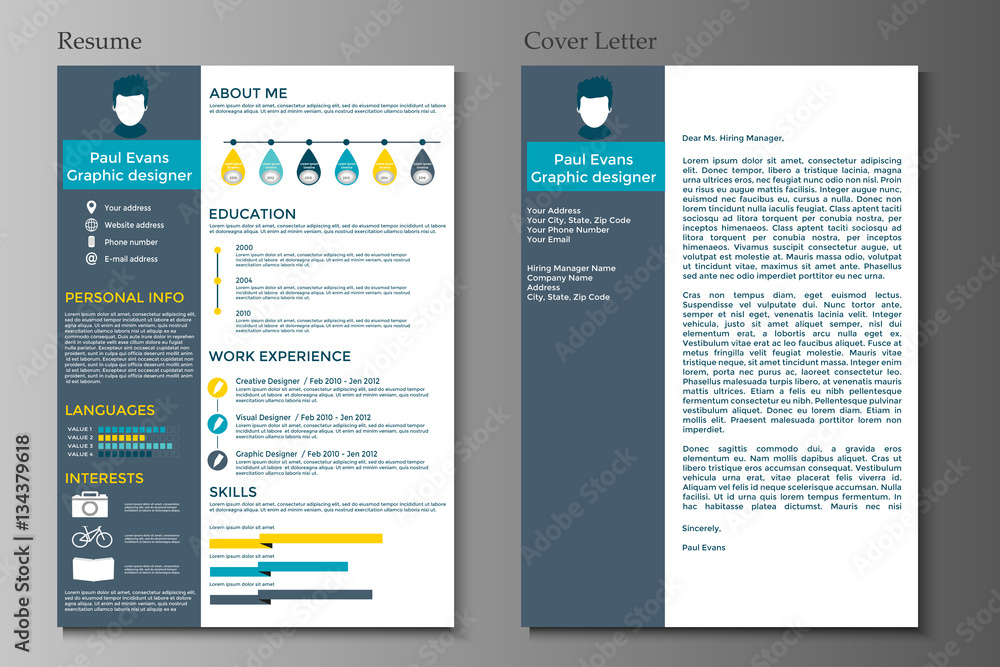 Naklejka premium Resume and Cover letter in flat style design