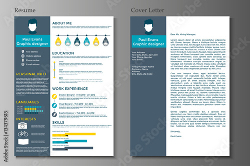 Resume and Cover letter in flat style design