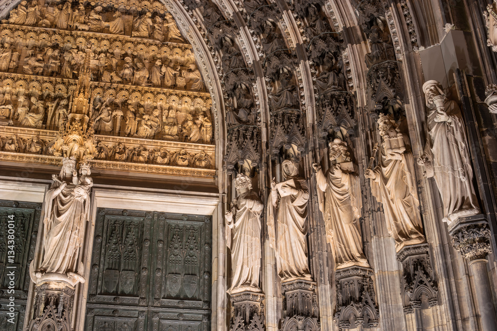 Statues on the Western Facade of the Cologne Cathedral. UNESCO Wold Heritage Site.