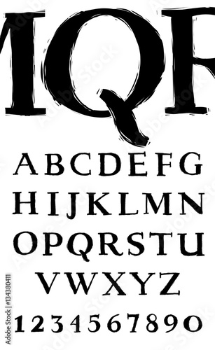 Handwritten serif alphabet