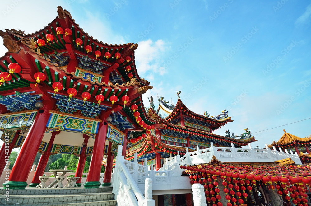 Thean Hou Temple decorated with chinese red lanterns, Kuala Lumpur, Malaysia. Thean Hou Temple decorated with chinese red lanterns, Kuala Lumpur, Malaysia.