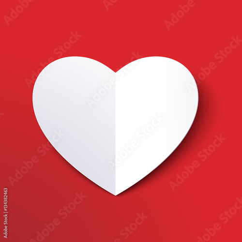 White paper cut love heart for Valentine's day or any other Love invitation cards. Vector EPS 10