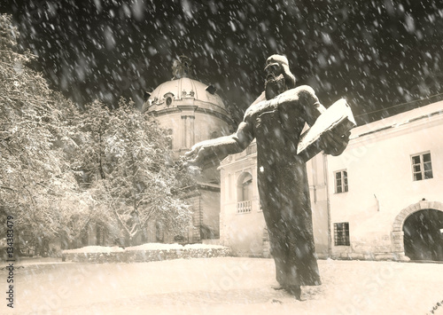 Fedorov Lviv Monument Winter