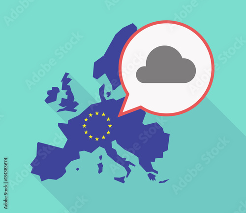 Long shadow EU map with a cloud