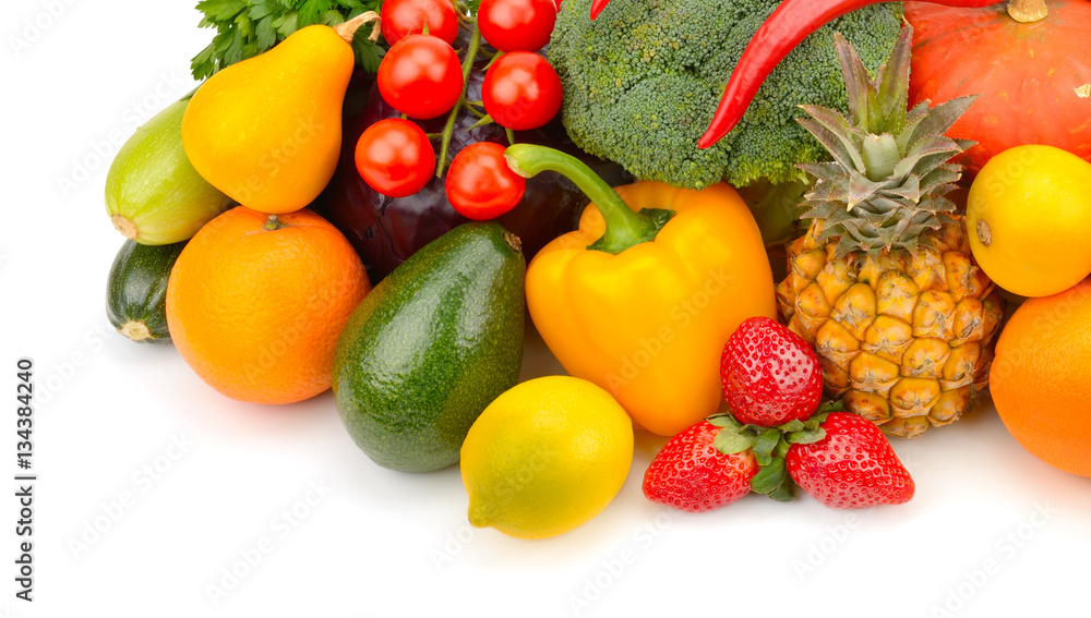 fruits and vegetables isolated on a white background fruits and vegetables isolated on a white background