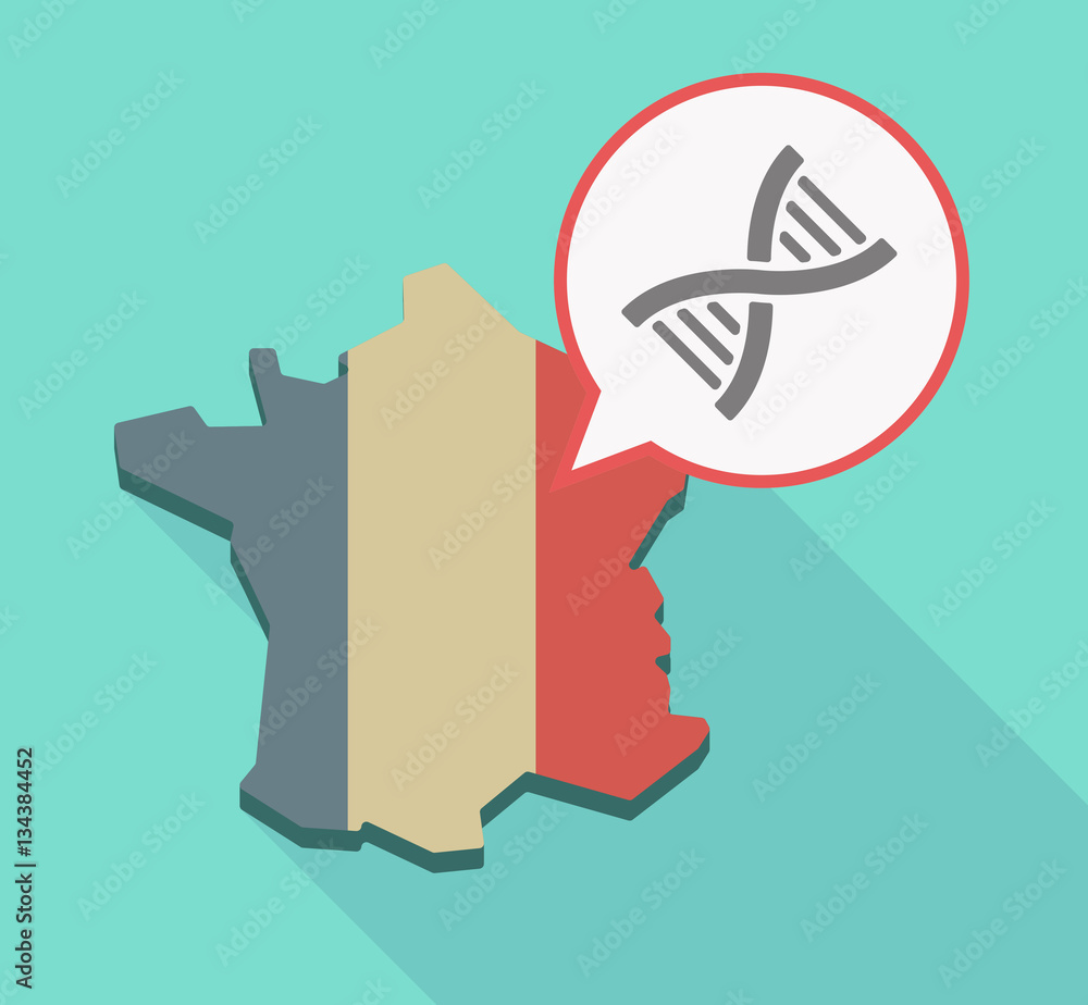 Long shadow France map with a DNA sign Long shadow France map with a DNA sign