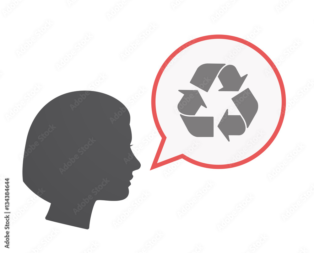 Isolated female head with a recycle sign Isolated female head with a recycle sign