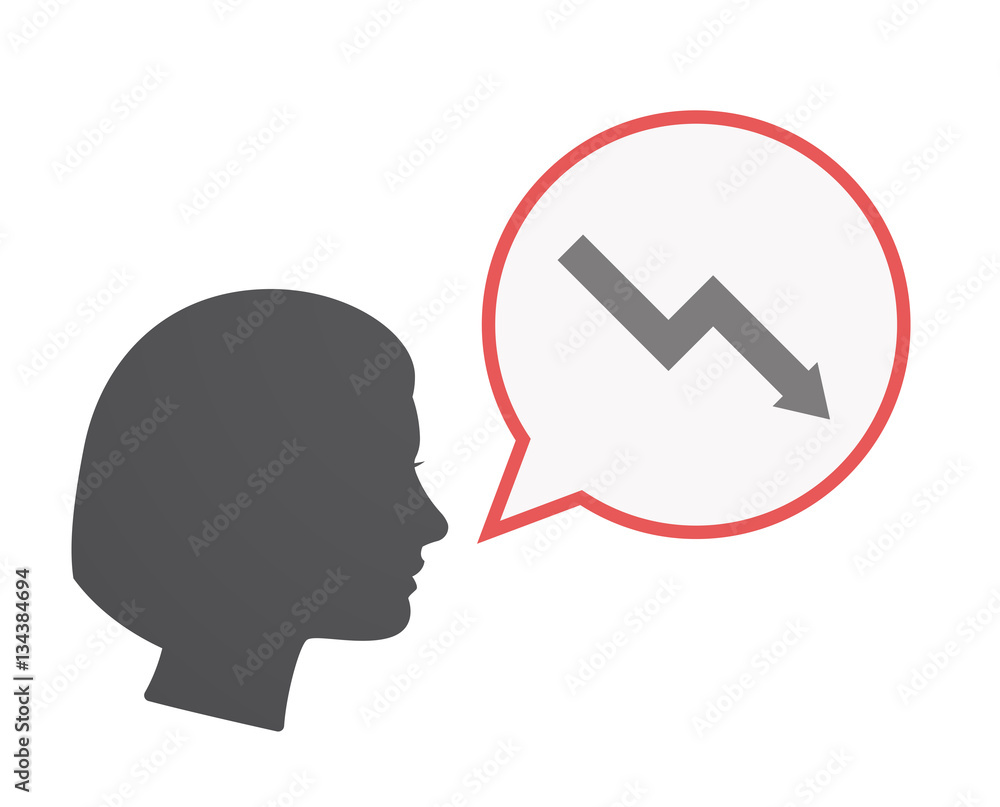 Isolated female head with a descending graph Isolated female head with a descending graph