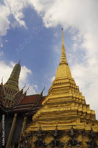 view of famous religion temple wat phra prakaew grand palace in Bangkok Thailand
