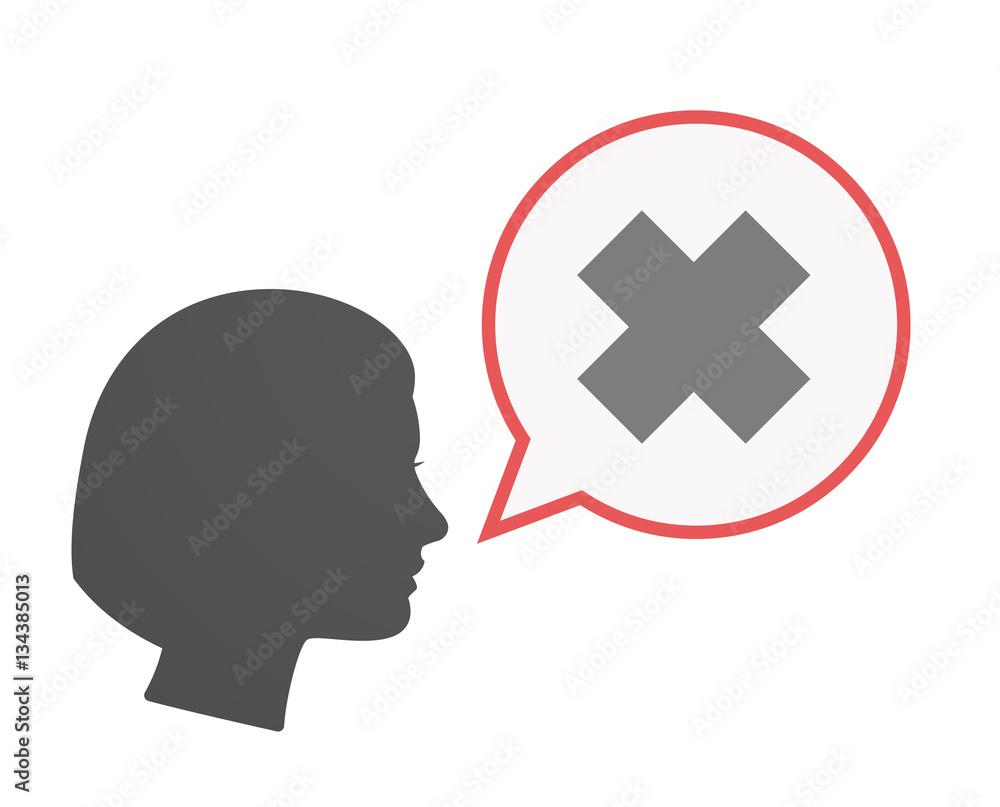 Isolated female head with an irritating substance sign Isolated female head with an irritating substance sign