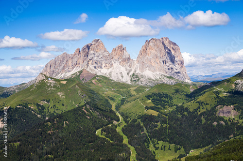 The Sassolungo (Langkofel) Group of the Italian Dolomites in summer