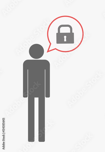 Isolated pictogram with a closed lock pad