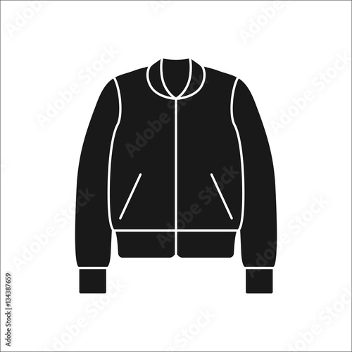 Bomber or College jacket simple silhouette icon on background