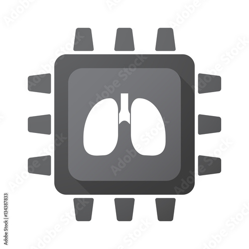 Isolated chip with  a healthy human lung icon