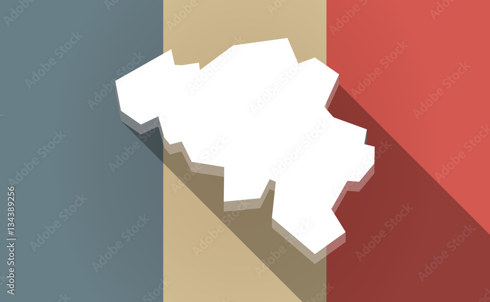 Fototapeta premium Long shadow France flag with the map of Belgium