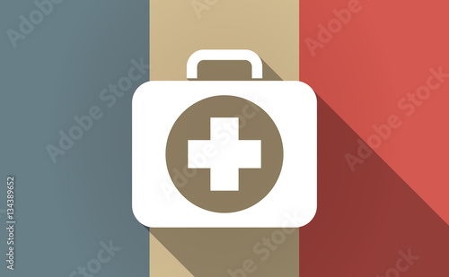 Long shadow France flag with  a first aid kit icon