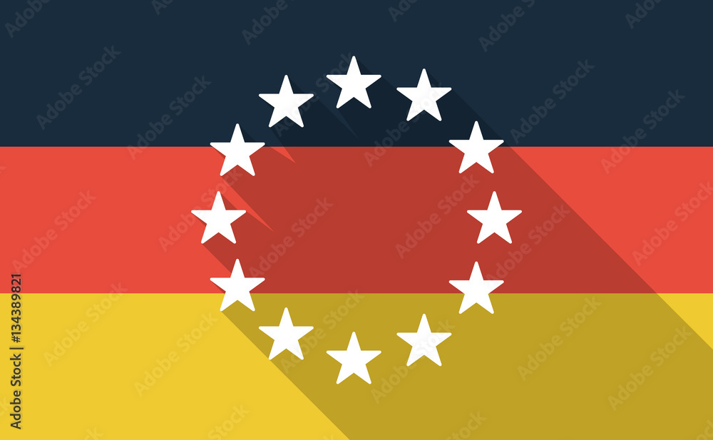 Long shadow Germany flag with the EU flag stars Long shadow Germany flag with the EU flag stars