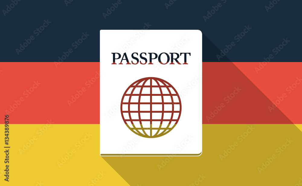Long shadow Germany flag with a passport Long shadow Germany flag with a passport